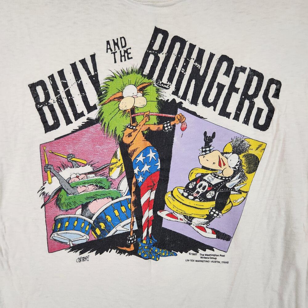 Vintage Billy And The Boingers Shirt Mens Large World Tour Logo 80s Bloom County